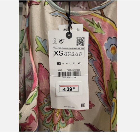 ZARA 7933 FLORAL PAISLEY MULTICORED FLOWY SLEEVELESSS DRESS XS NWT - Picture 7 of 11